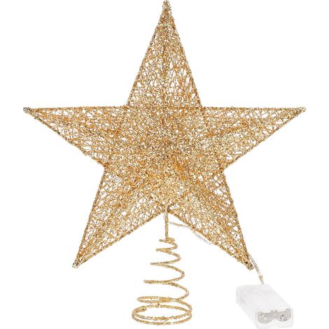 Weihnachtsdekoration, goldene Weihnachtsdekoration, Glitzerbaum, hohler Stern, Weihnachtsbaumdekoration, Partydekoration, Sterndekoration