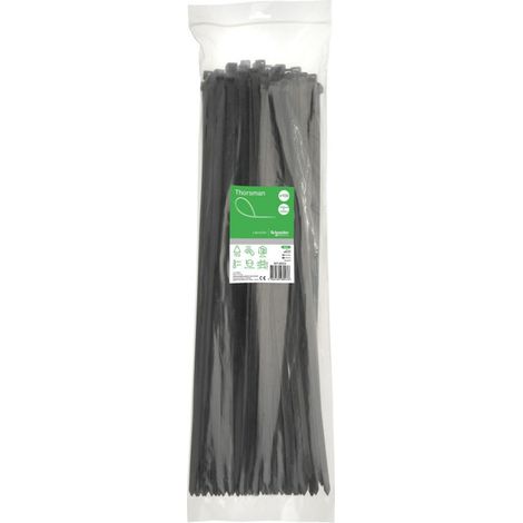 Schneider Electric – Collier de serrage noir 550x8,8mm – Nylon résistant aux UV – Diamètre de serrage 8,5 à 163mm – Lot de 100 pièces (1/2)