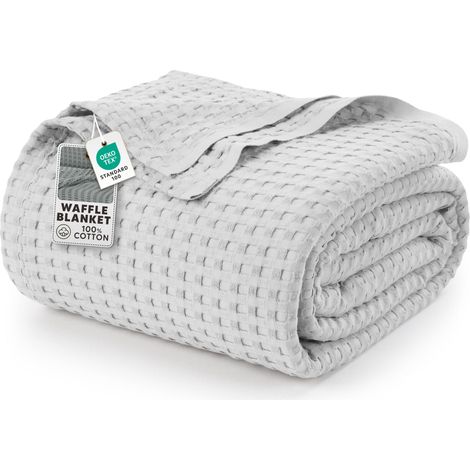 Couverture gaufrée en Coton 300 GSM (Argent - 228 x 228 cm), Couette Douce, légère et Respirante pour Toutes Les Saisons (1/5)