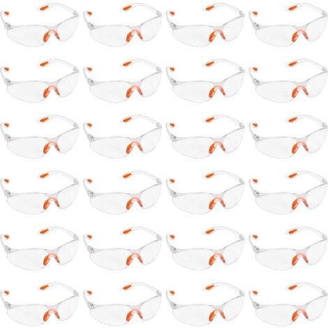 Lot de 24 Lunettes de Sécurité Transparentes - Lunettes de Protection avec Verres en Plastique, Pont-de-Nez et Embouts de Branches en Caoutchouc pour Plus de Confort - Lunette Transparente PPE (1/5)