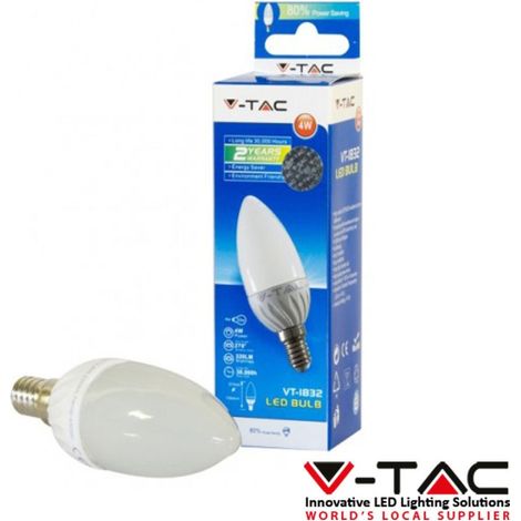 TrAdE Shop Traesio - Lampadina Led Candela E14 4w Luce Calda Vt-1818 Lampada Illuminazione -