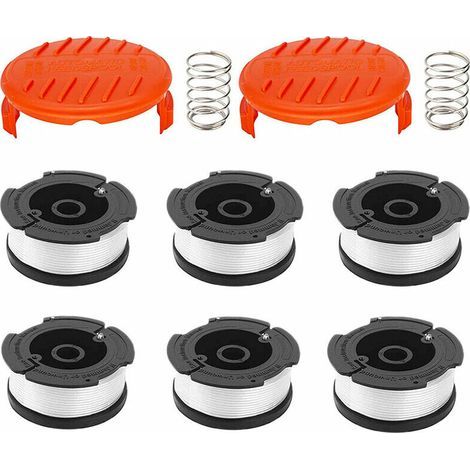 Set of 6 Line Spools with 2 Covers to Replace Black & Decker String Trimmers, Replacement Spool Cap for Self-Feed Grass Trimmer, Chain AF - Set of 1006 Spools with 2 Covers (1/4)