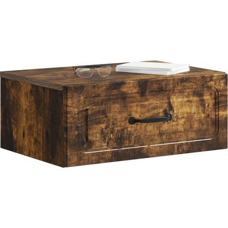 Maison Exclusive - Mobiletto da notte a muro Rovere Fumo 49 x 34,5 x 20 cm