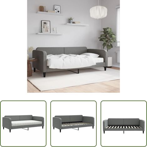 vidaXL Canapé transformable - Lit de jour avec matelas gris foncé 100x200 cm tissu (1/5)