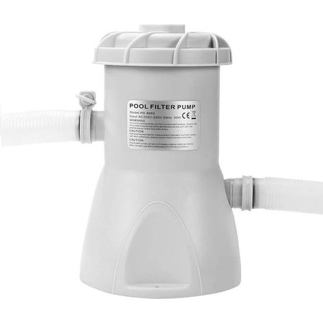Pompe de filtration électrique pour piscine hors sol avec support et outil de nettoyage, capacité 300 gallons (1135 litres), 220-240 V.