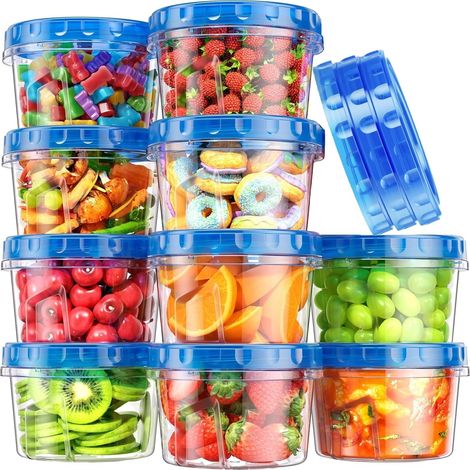 Set di 10 contenitori per alimenti in plastica con coperchi, ciotole riutilizzabili a prova di perdite da 480 ml/16 oz, barattoli impilabili, adatti a lavastoviglie, microonde e congelatore.