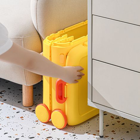 Faltbare Spielzeugkiste für Kinder, Haushaltsorganizer, tragbarer Bücher- und Snackorganizer, durchsichtige Aufbewahrungsbox für Trolleys, gelb. (1/5)