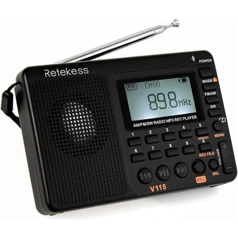 Radio portable rechargeable 1000 mAh – Port USB – Lecteur MP3 avec carte TF jusqu'à 32 Go – Réveil intégré – Salle de bain, Cuisine (1/5)
