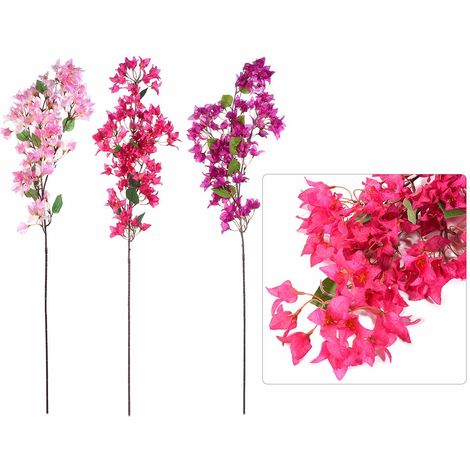 Rami di bouganville artificiale fiorita colorata rosa fucsia e viola, set da 6 pezzi, cm 60 H (con gambo116)