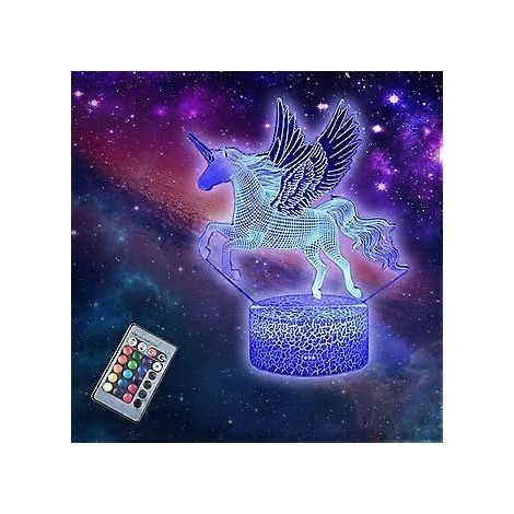 Einhorn-3D-Illusions-LED-Schreibtischlampe mit beleuchtetem Sockel