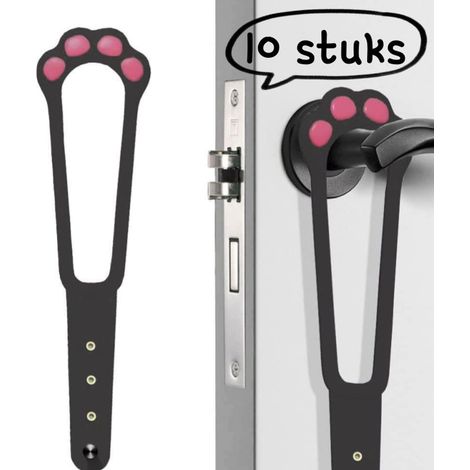 Lot de 10 butées de porte pour enclos et espaces réservés aux chats avec système de ventilation et ouvertures d'aération installation sans perçage couleur noire (1/5)