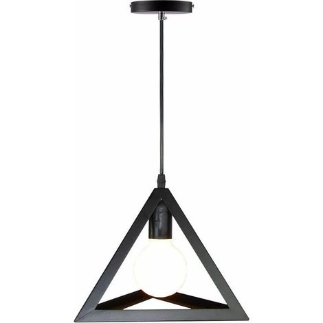 Lustre Suspension Industrial Abat Jour Suspension Art Géométrique en Métal, Triangle, Noir BLOW (1/4)
