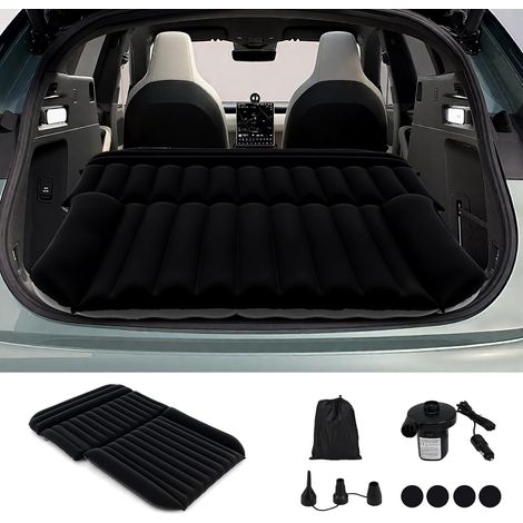 GOPLUS Matelas Voiture, Matelas Gonflable Voiture pour SUV Floconné avec Pompe, 3 Buses et Sac de Transport, Lit Gonflable Portable pour Voyage, Camping, Pêche, 130x190x15 CM (Noir) (1/5)
