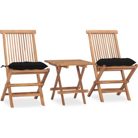 Ensemble à manger d'extérieur pliable coussin 3pcs Teck massif vidaXL (1/5)