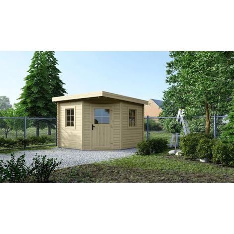 Altanka – Abri de jardin en bois 8m2 – Dimensions 3x3m – Épaisseur 28mm – Type sapin naturel – Construction à emboîtement (1/5)