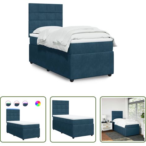 vidaXL Sommeil réparateur - Sommier à lattes de lit avec matelas bleu 100x200 cm (1/5)