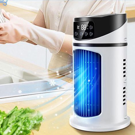 Climatiseur portable 300 ml, mini ventilateur de 45 W avec 3 vitesses de ventilation, lumières colorées et minuterie de 1 à 6 heures pour la maison, le bureau et les voyages. (1/5)