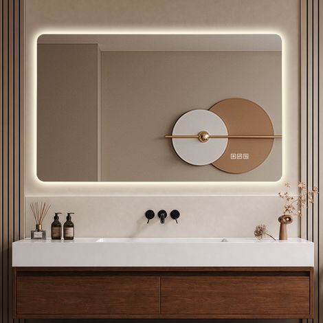 Miroir lumineux de salle de bain LED 60x100 cm, antibuée, 3 couleurs, variateur, mémoire, IP44, argenté