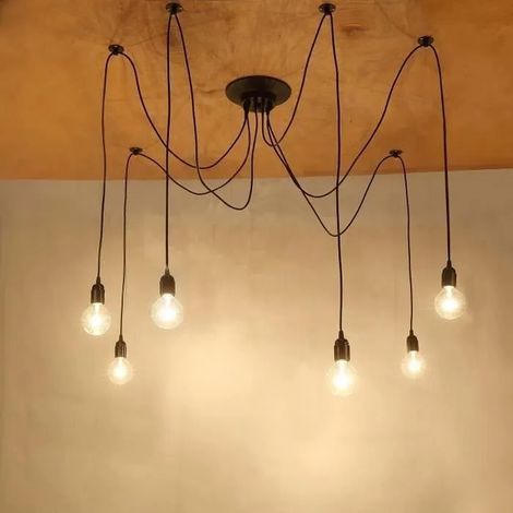 STOEX® Suspension Induistrielle Vintage 6 Lampe Rétro Lustres Plafonnier Luminaire Pendentif (1/4)