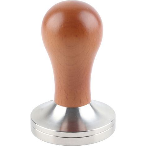 Presse à café manuelle en acier inoxydable avec base plate 58mm et manche en bois pour espresso (1/5)