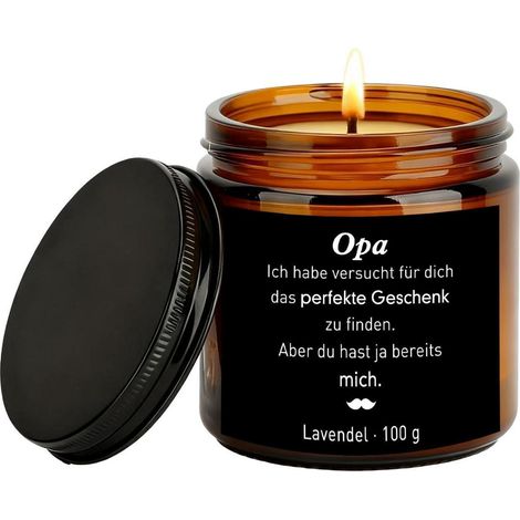 Duftkerze für Opa mit Spruch, Lavendel, 100g, Geschenkidee Vatertag Geburtstag