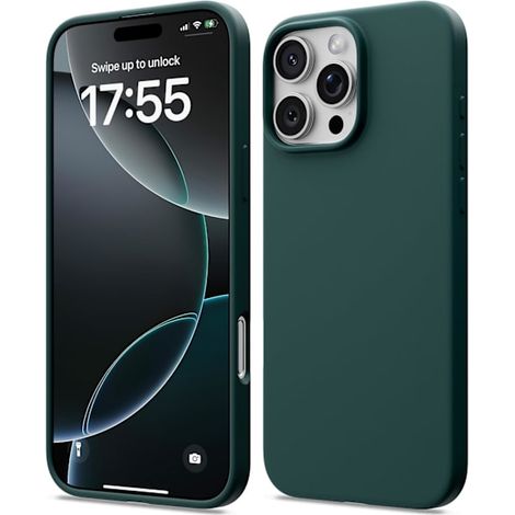Coque en silicone liquide compatible avec l'iPhone 17 Pro Max, coque souple antichoc, protection intégrale, gris clair (1/5)