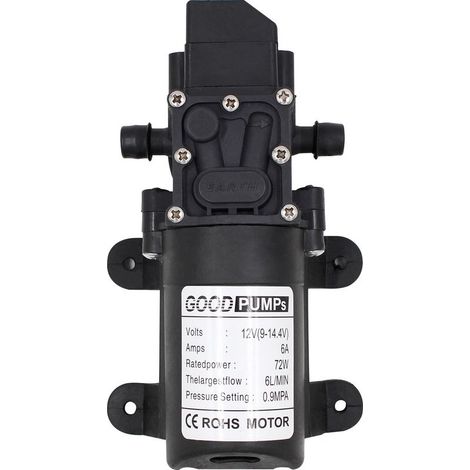 Pompe aspirante à membrane haute pression 12V 6A 72W 6L, tuyau droit (1/4)