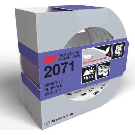 Lot de 2 rubans de masquage professionnel 3M™ 2071, 48 mm x 50 m, 1 rouleau/emballage (2 rouleaux au total), 100% PEFC, SGSCH-PEFC-COC-110078