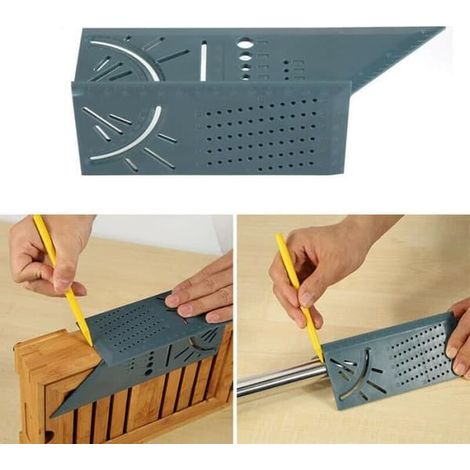 Équerre 3D multifonctionnelle avec angles de 45° et 90°, règle métrique, outil de mesure, règle verte (1/4)