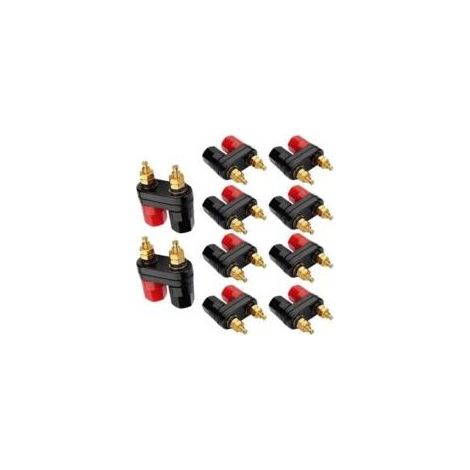 Bornier audio 10 x 2 voies, bornier haut-parleur audio femelle fiche banane pour amplificateur, fiche banane femelle rouge/noir - Crezuo (1/4)