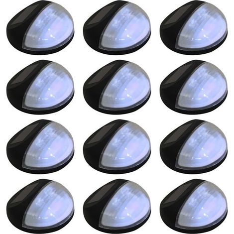 Lot de 12 appliques murales solaires LED rondes noires d'extérieur (1/5)