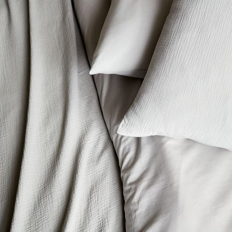 Set biancheria da letto in garza di cotone grigio chiaro (1/2)
