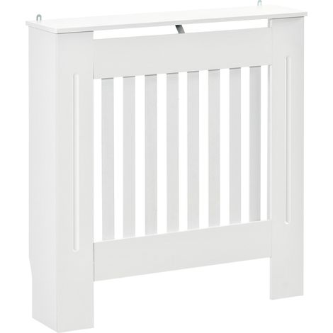 Cache-radiateur blanc vertical en MDF 78x19x81 cm au design moderne, décoration intérieure sobre pour radiateur pratique et gain de place