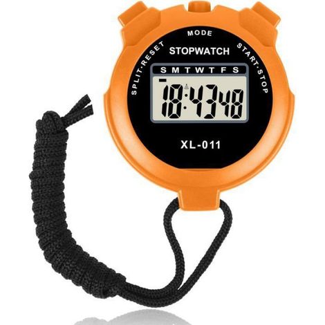 Chronomètre numérique simple grand écran - Minuterie fractionnée, alarme pour coaching, natation (orange) (1/4)