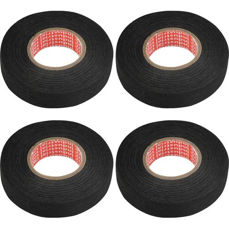 Rubans de Câblage, Ruban Adhésif Isolant Noir, 19mm12m Resistant Ruban Adhésif Automobile en Tissu, Auto-adhésif Ruban de Harnais de Câblage, pour Faisceaux de Câbles, Moto (1/5)