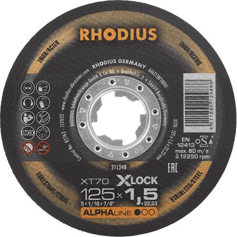 RHODIUS XT70 X-LOCK, 25 Stück, 125 x 1,5 mm, X-LOCK Trennscheibe