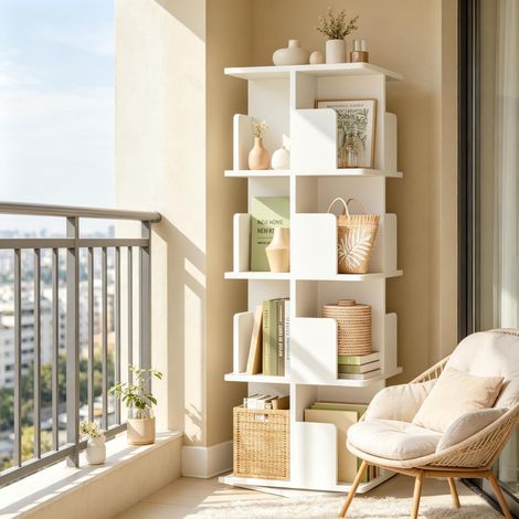 Étagère pivotante gain de place, bibliothèque tournante, support de rangement salle de bain, meuble de bureau, présentoir à plantes (lot avec plateau végétal uniquement) (1/4)
