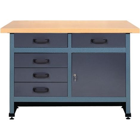 Établi 120x60cm – 5 tiroirs – Charge maximale 300kg – Pour ateliers professionnels et espaces de travail