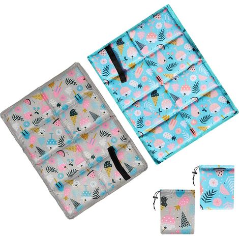 Anyingkai Lot de 2 coussins d'assise d'extérieur pliables, imperméables, avec 2 sacs de rangement, pour aire de jeux, camping, randonnée, pique-nique (1/4)