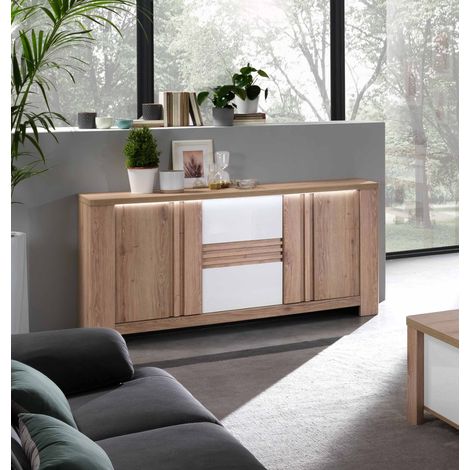 CONTROMOBILE MOD. PALAZZO CM 172X44.4 H. 85 ROVERE WELLINGTON E BIANCO LUCIDO