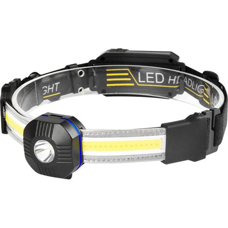 Lampe Frontale Rechargeable USB, Lampes Frontales à LED XPG + COB avec Voyant D'avertissement, Éclairage 210°
