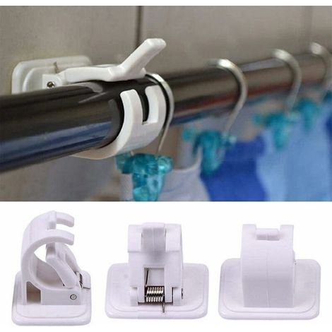 Gancio per tende autoadesivo, supporto per asta per tende senza foratura, ganci da parete autoadesivi, portasciugamani, staffa a muro, fissaggi senza foratura, supporto per asta per tende, cucina, Sta (1/4)