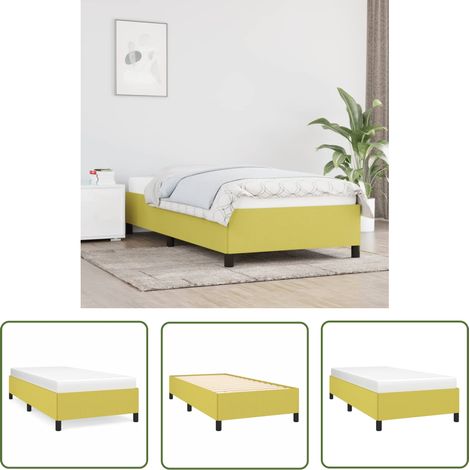 The Living Store Bettgestell Grün 90x190 cm Stoff - Bettrahmen - Holzbettfundament - Lattenrost - Einzelbett - Grün (1/5)