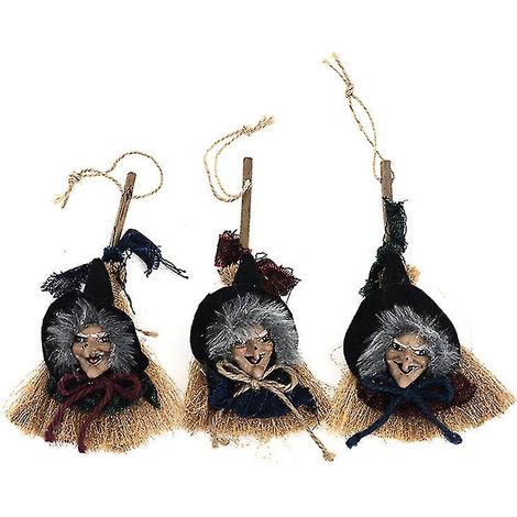 3-teiliges Zaubererbesen-Set für Halloween-Dekorationen