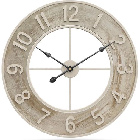 Grande Horloge Murale - 60 cm, Design Élégant, Idéal pour Salon, Cuisine, Véranda, Pub, Bar, Restaurant, en Bois, Style Vintage, Silencieux, sans Tictac (1/5)