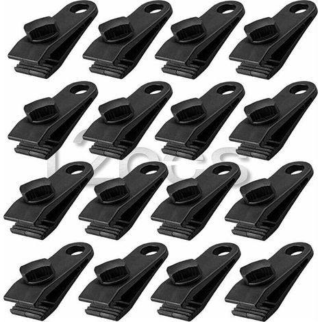 12Pcs Tarp Clip Clamp, Heavy Duty Tarp Clips Set Instant Awning Clamp for Tents Tarp Caravan Garden Shade Cover, Black (1/5)