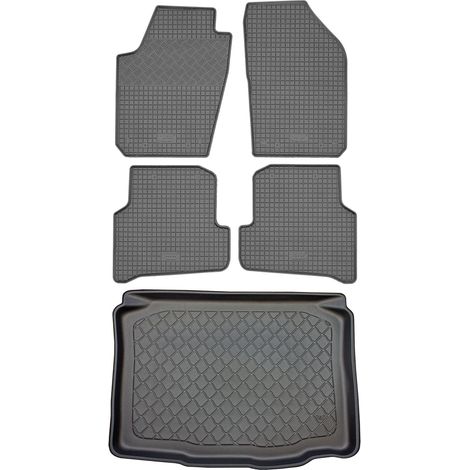 Seat Ibiza IV 6J Hatchback (3/5 puertas) de 05.2008 a 05.2017. JUEGO: alfombrillas de goma para coche + alfombrilla para maletero.