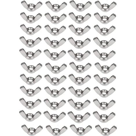 50 x 304 Stainless Steel Wing Nuts Set M6 (1/4 inch) Wing Nut Hand Twist Fastener Hardware