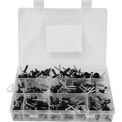 Kit de 200 rivets à tête ronde haute résistance Blind River, noir.