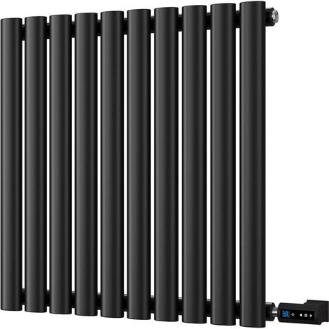 Omeara - Black Horizontal Electric Radiator H600mm x W580mm Single Panel 300w Thermostatic WIFI